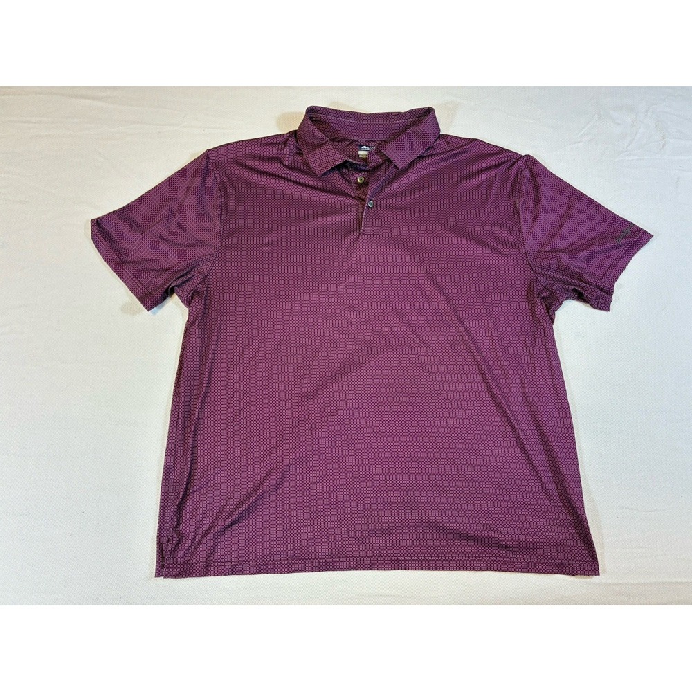 Ben Hogan Performance‎ Polo Shirt Mens 2XL Purple Micro Geometric Print Stretch
